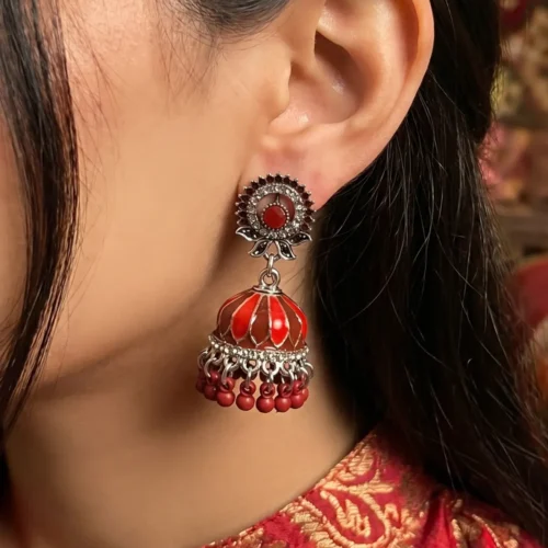 Oxidized Silver multi-color jhumka for women and girls for party wear new collection 2026
