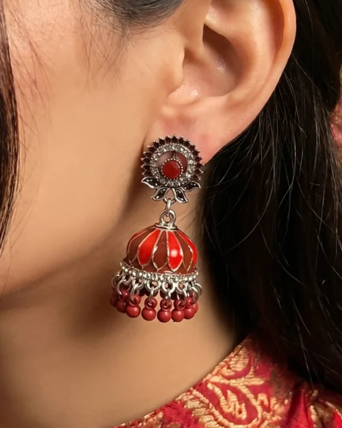 Oxidized Silver multi-color jhumka for women and girls for party wear new collection 2026