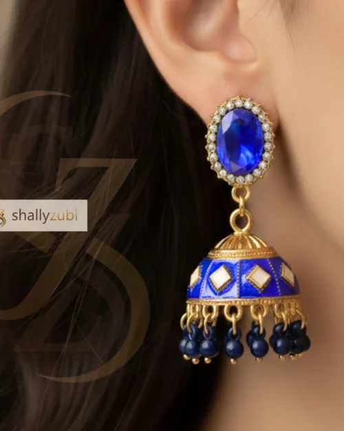 Blue Jhumka Earrings for traditional wear