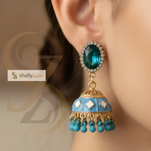 Sea green Jhumka Earrings