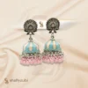 Oxidized Silver light pink and sky Blue Turquoise color jhumka for women and girls for party wear new collection 2026