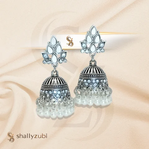 Silver-white jhumka stainless-steel-bell shaped