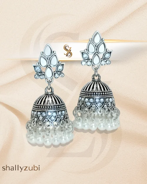 Silver-white jhumka stainless-steel-bell shaped