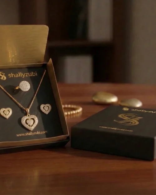 Heart-shape-locket-jewelry set With Jewlery box