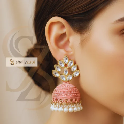 Light-pink jhumka matte-bell shaped