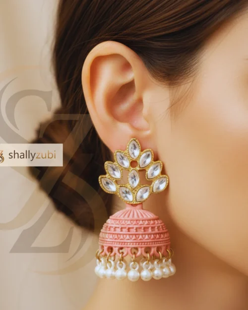 Light-pink jhumka matte-bell shaped