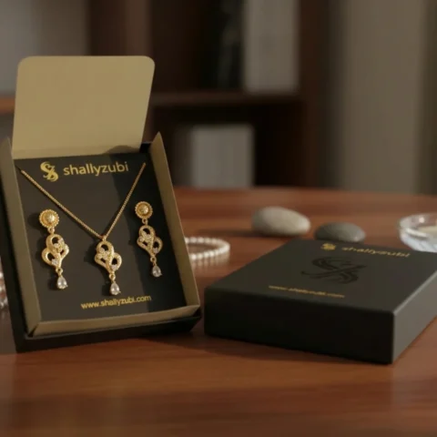 New Stylish Gold plated jewelry set With Jewlery Box
