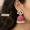 Pink jhumka matte-bell shaped