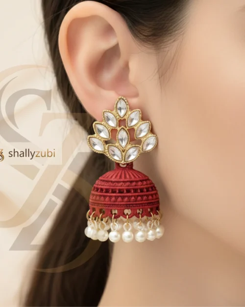 Red jhumka matte-bell shaped
