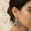 Traditional Oxidized jhumka earrings with multi-color bead drops