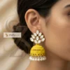 Yellow jhumka matte-bell shaped