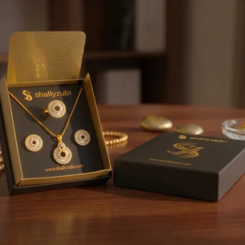 golden-locket-jewelry set order online white jewelry set for women With Jewlery-Box