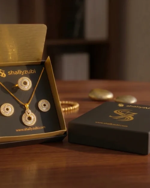 golden-locket-jewelry set order online white jewelry set for women With Jewlery-Box