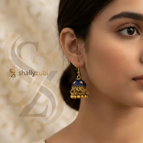 purple blue Golden coated colour Bell-shaped drop jhumki