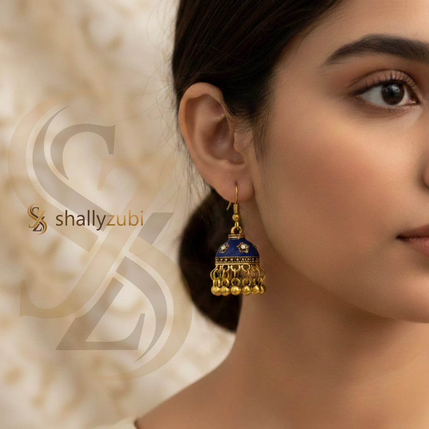 purple blue Golden coated colour Bell-shaped drop jhumki