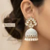 white jhumka in matte bell-shaped