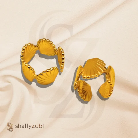 Gold Plated Shell Shape Stainless Steel Ring