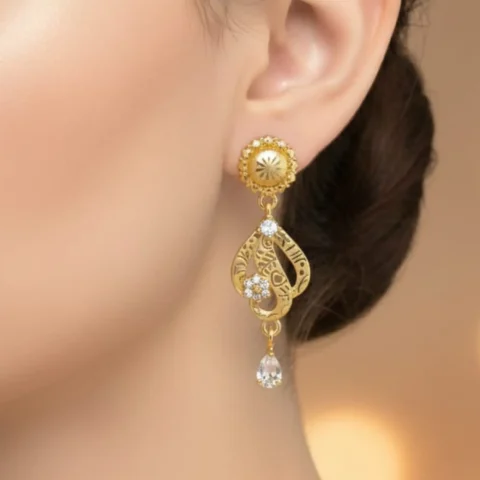Gold-plated drop earrings Design 1