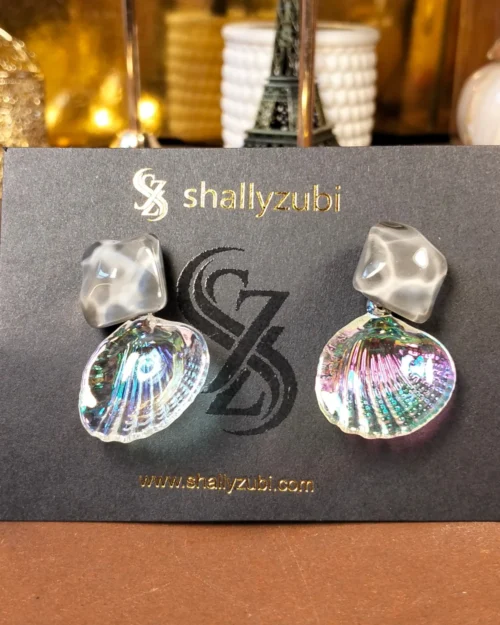 Sea shell Grey Ear stud Earrings | shallyzubi earrings