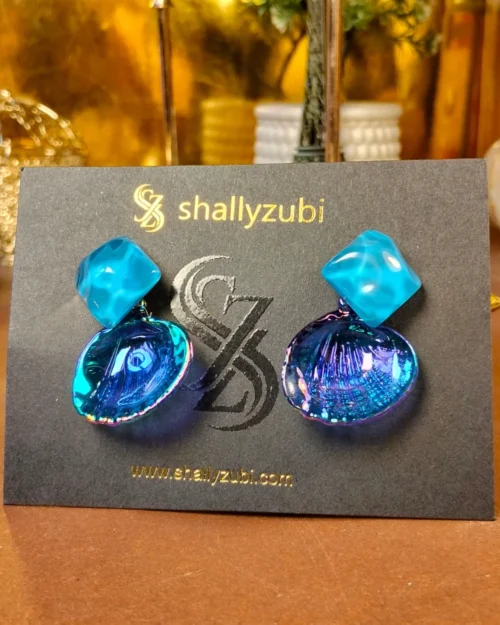 Sea shell Ear Blue stud Earrings