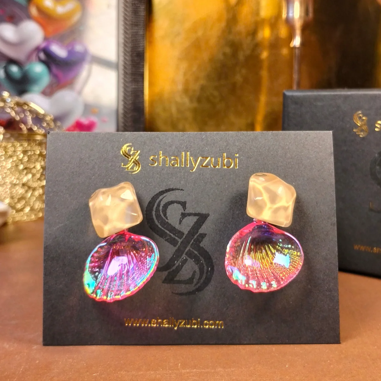 pink and yellow golden color stud
