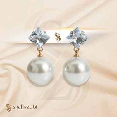 pearl beads white earrings studs