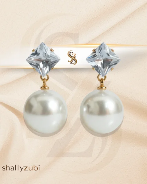 pearl beads white earrings studs