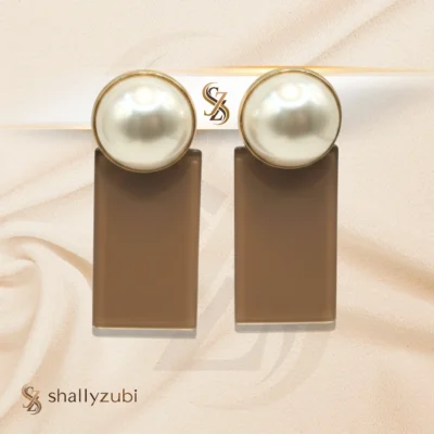 Antique Bronze Earrings with pearl stud & drop earrings