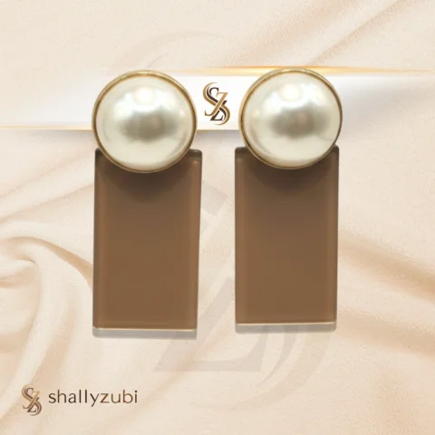 Antique Bronze Earrings with pearl stud & drop earrings