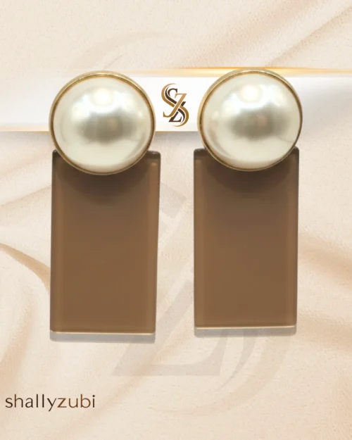 Antique Bronze Earrings with pearl stud & drop earrings