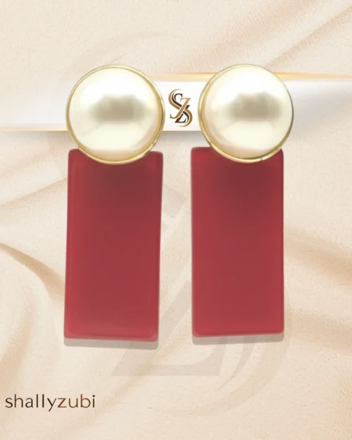 turquoise red Earrings with pearl stud & drop earrings