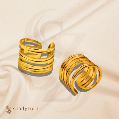 Multi layer Gold plated stainless steel adjustable size ring