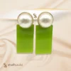 Green | light-green Earrings with pearl stud & drop earrings