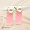 Pink and pearl stud & drop earrings