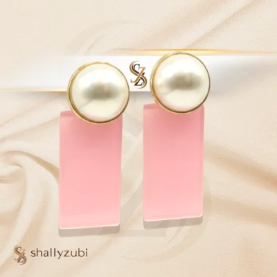 Pink and pearl stud & drop earrings