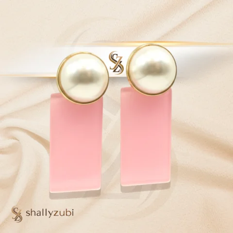 Pink and pearl stud & drop earrings