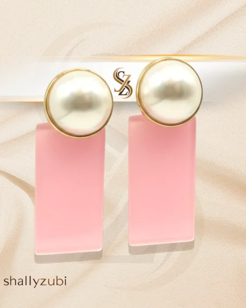 Pink and pearl stud & drop earrings