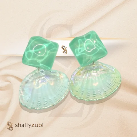 Sea shell Ear green stud Earrings