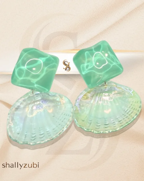 Sea shell Ear green stud Earrings