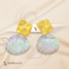 Sea shell Yellow Ear stud Earrings
