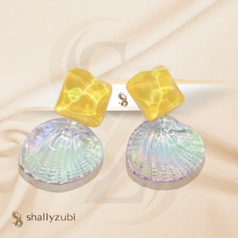 Sea shell Yellow Ear stud Earrings