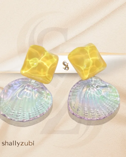 Sea shell Yellow Ear stud Earrings