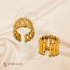 golden ring-cuff crown golden plated stainless steel ring