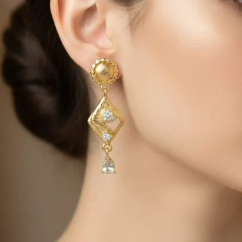 Gold-plated drop earrings Design 3