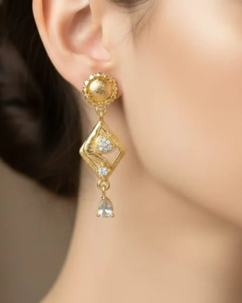Gold-plated drop earrings Design 3