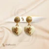 heart shape half white and golden earring/ studs