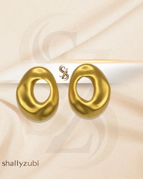 Sculptura Studs | Fluid-Hollow-golden-color-studs – shallyzubi