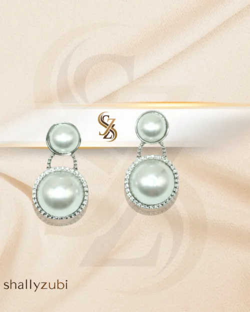 off-white pearls silver plated earring studs / tops