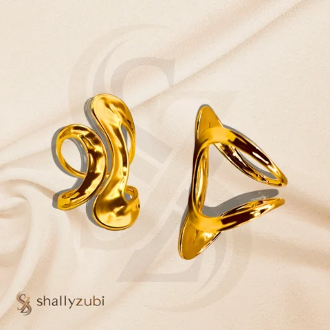 Riding the Waves, gold plated ear cuff adjustable ring