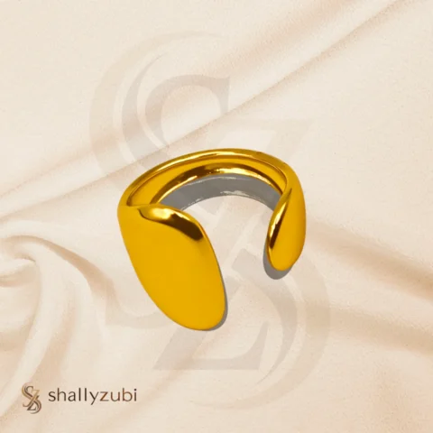Minimal Curved Open gold plated, stainless steel open cuff adjustable ring